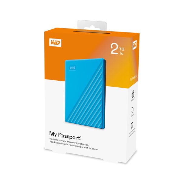 Western Digital My Passport 2TB External USB 3.2 Gen 1 Portable Hard Drive (Blue) (WDBYVG0020BBL-WESN) - Image 2